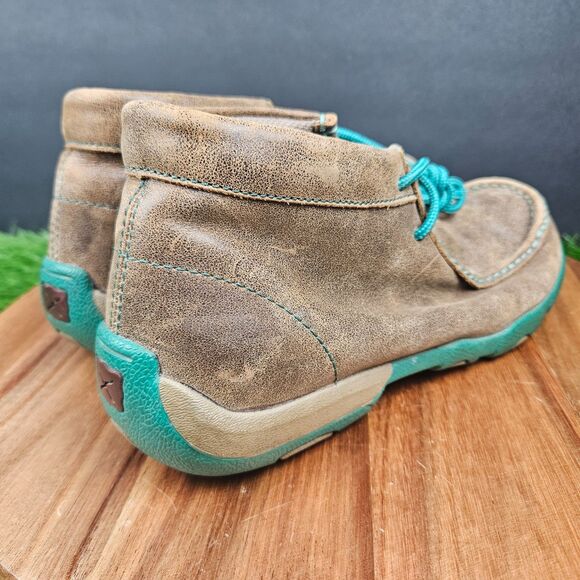 Twisted X Womens Chukka Driving Mocs 6.5 M Leather Brown Turquoise Lace Up Boots - Picture 2 of 13